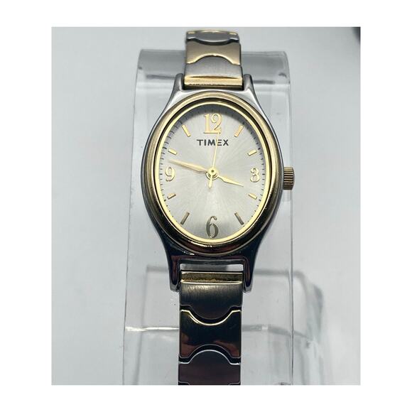 Timex Women's Watch 21mm Gold Silver Tones Expandable Band - New Battery - Picture 2 of 7
